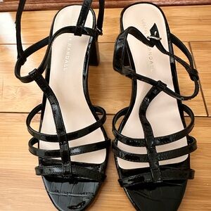 Loeffler Randall Black Strappy Sandals with Glossy Finish